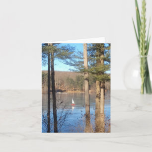 Ice Sailing on the Lake --- Holiday Card