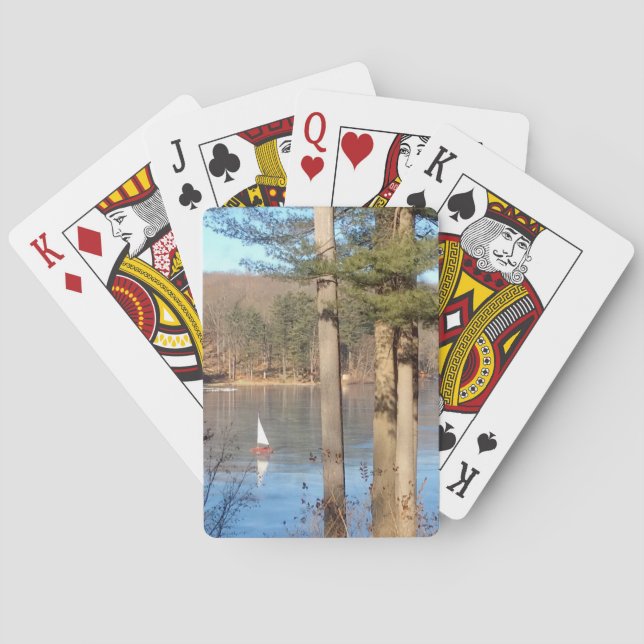 Ice Sailing on the Lake. --- Playing Cards (Back)