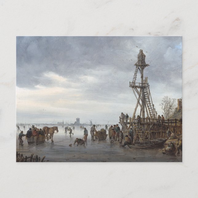 Ice Scene near a Wooden Observation Tower Postcard (Front)