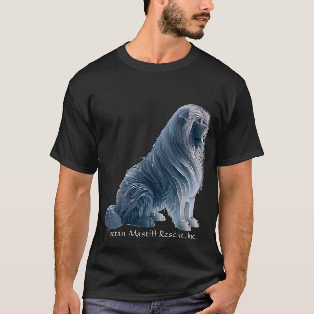 Ice Sitting Tibetan Mastiff Black T-shirt (Front)