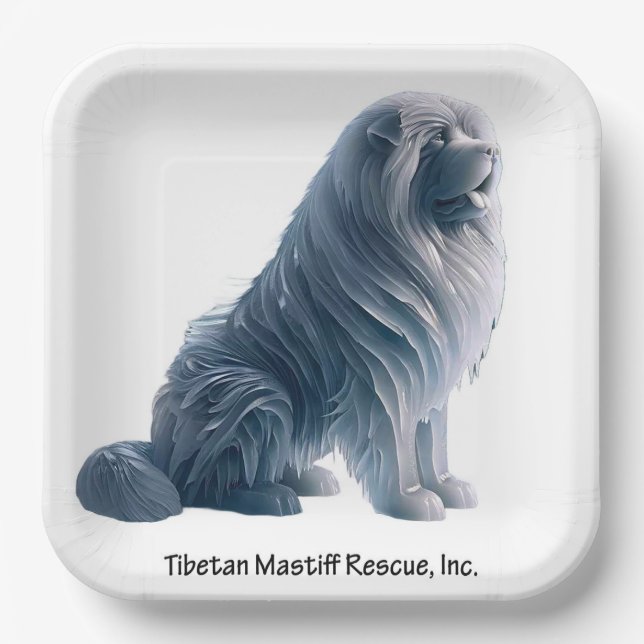 ice sitting TibetanMastiff Paper Plate 9" sq (Front)