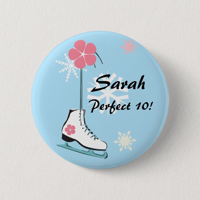 Ice Skate 2 Inch Round Button (Front)