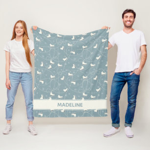 Ice Skate and Snowflake Pattern Fleece Blanket