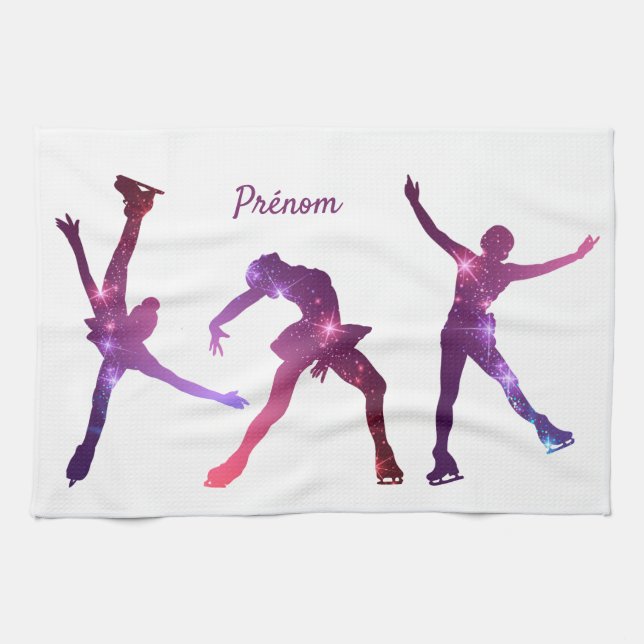Ice-skate blade cipher - Large Silhouettes Kitchen Towel (Horizontal)