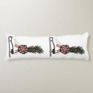 Ice Skate Christmas Decoration with Tartan Bow Body Pillow
