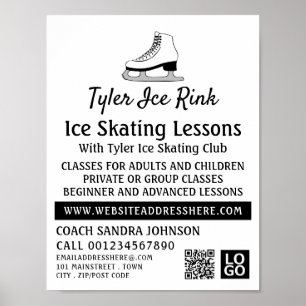 Ice Skate Design, Ice Skating Lesson Advertising Poster