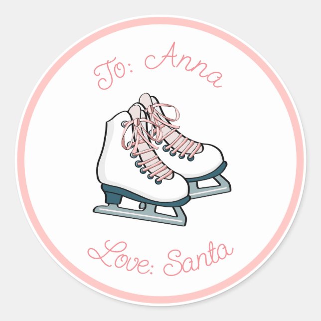 Ice Skate Figure Skater Custom Gift Tag Sticker (Front)