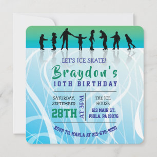 Ice Skate ICE SKATING birthday Party Invitation