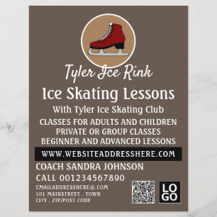 Ice Skate Logo, Ice Skating Lesson Advertising Flyer