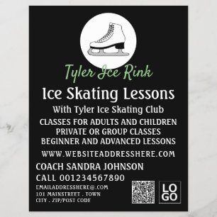 Ice Skate Logo, Ice Skating Lesson Advertising Flyer