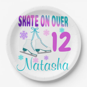 Ice Skate on Over Birthday Girl Skater Paper Plate