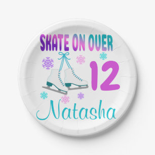Ice Skate on Over Birthday Girl Skater  Paper Plate