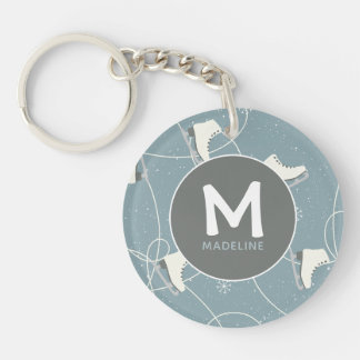 Ice Skate Pattern Personalized  Keychain