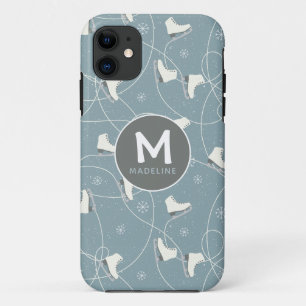 Ice skate & snowflake Personalized iPhone 11 Case