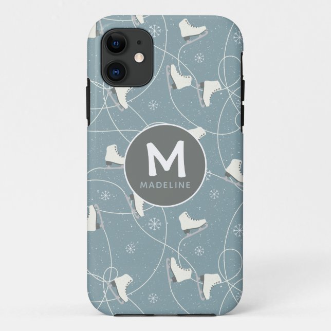Ice skate & snowflake Personalized Case-Mate iPhone Case (Back)