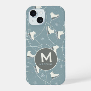 Ice skate & snowflake Personalized iPhone 15 Case