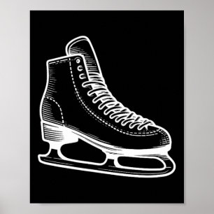 Ice Skate Winter Sports Line Art Outline Drawing  Poster