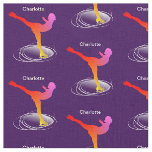 Ice Skater Silhouette Colourful Personalized Fabric