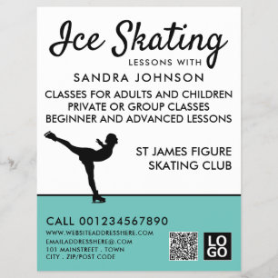 Ice Skater Silhouette, Ice Skating Advertising Flyer