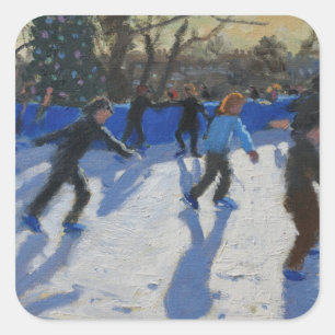 Ice skaters Christmas Fayre Fair Hyde Park Square Sticker