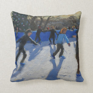 Ice skaters Christmas Fayre Fair Hyde Park Throw Pillow