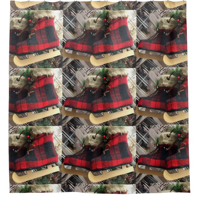 ICE SKATER'S CHRISTMAS SHOWER CURTAIN (Front)