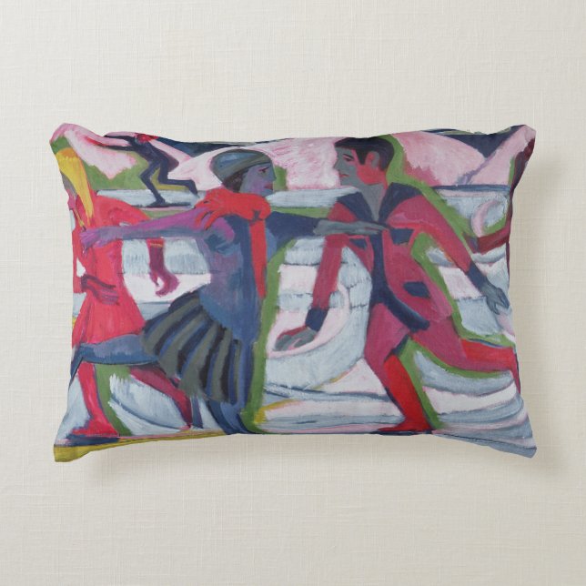 Ice Skaters Decorative Pillow (Front)