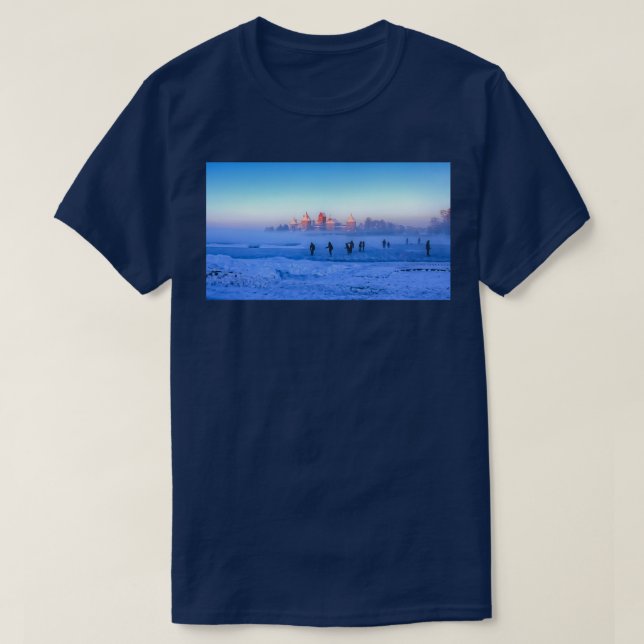 Ice Skaters In Front Of A Castle T-Shirt (Design Front)