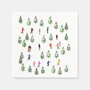 Ice Skaters Pine │ ice skating christmas winter  Napkin