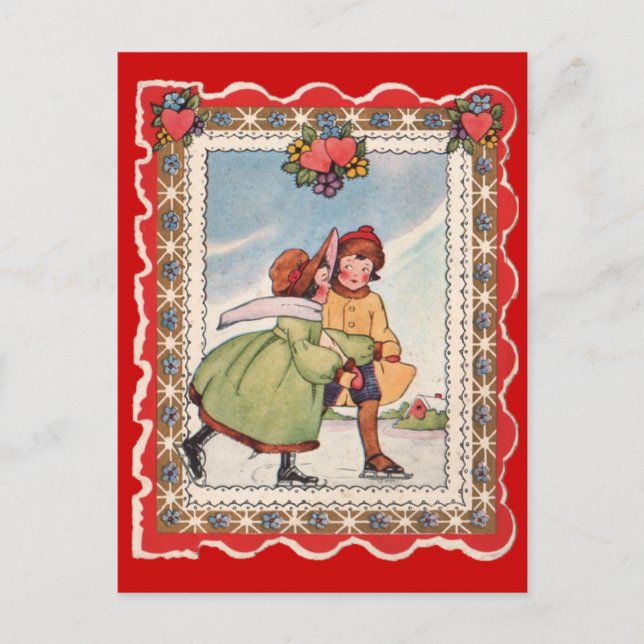 Ice Skaters - Valentine Postcard (Front)