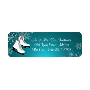 Ice Skates and Snowflakes Aqua Teal