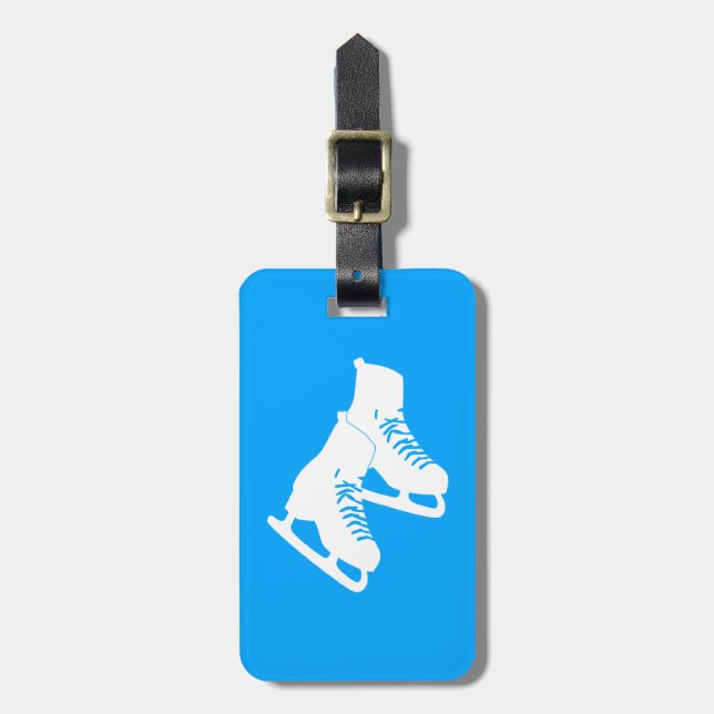 Ice Skates Luggage Tag Blue (Front Vertical)