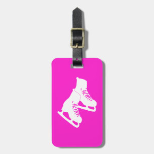 Ice Skates Luggage Tag Pink