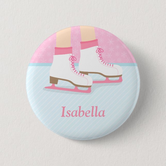 Ice Skates Skating Rink For Girls 2 Inch Round Button (Front)