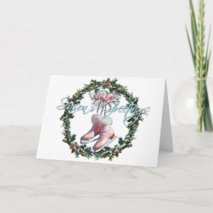 ICE SKATES & WREATH by SHARON SHARPE Holiday Card