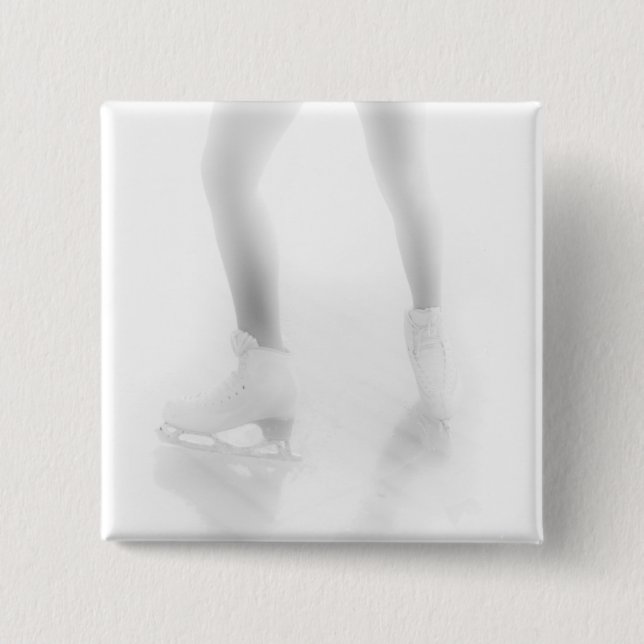 Ice skating 2 inch square button (Front)