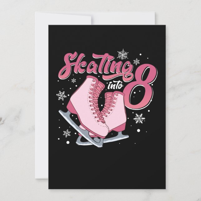 Ice Skating 8th Birthday Girl 8 Years Old Invitation (Front)