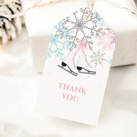 Ice Skating and Snowflakes pink blue silver