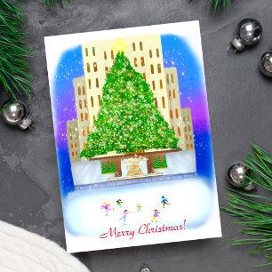 Ice Skating At Rockefeller Centre   Holiday Card
