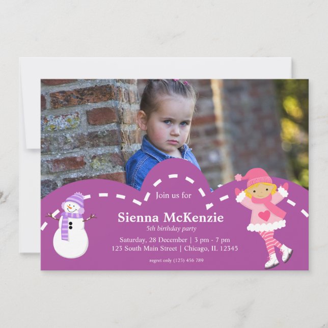 Ice Skating birthday Invitation (Front)