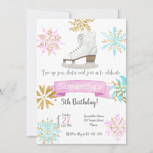 Ice Skating Birthday Invitation (Front)