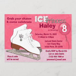 Ice Skating Birthday Invitation HOT PINK Princess