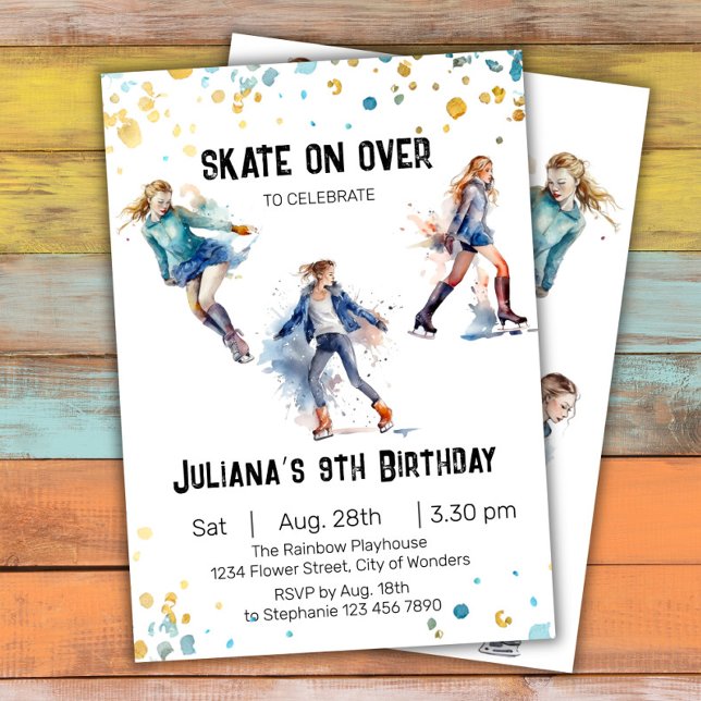 Ice-Skating Birthday Invitation, Ice Skating Party Invitation (Creator Uploaded)