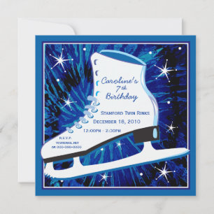 Ice Skating Birthday Invitation in Blue
