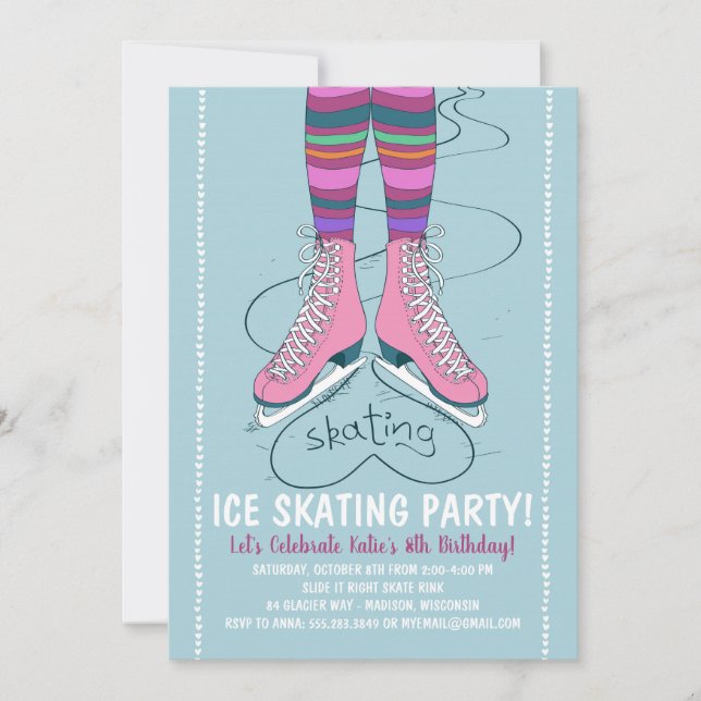 Ice Skating Birthday Party Invitation (Front)