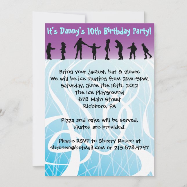 ICE SKATING birthday Party Invitation (Front)