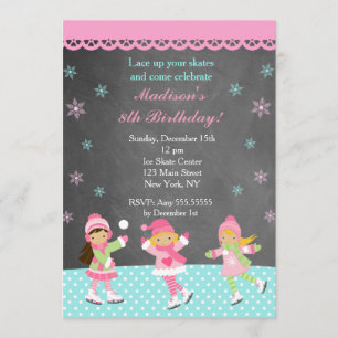 Ice Skating Birthday Party Invitations