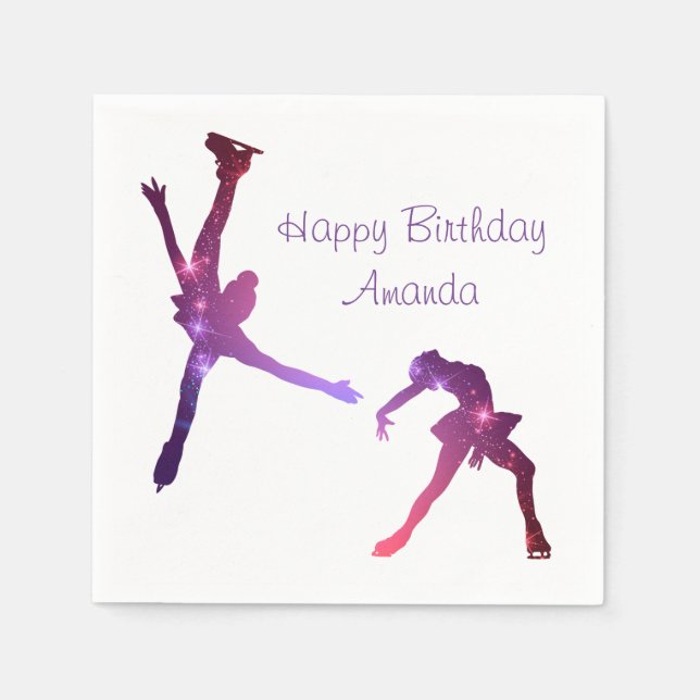 Ice skating birthday party napkin (stars) (Front)