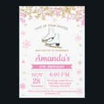 Ice Skating Birthday Party Pink Skate Invitation<br><div class="desc">Ice Skating Birthday Party Pink Skate Invitation. Girl Birthday. Pink and Gold Glitter Snowflake. Winter Christmas Holiday. White Background. 1st 2nd 3rd 4th 5th 6th 7th 8th 9th 10th 11th 12th 13th 14th 15th, any age. For further customization, please click the "Customize it" button and use our design tool to...</div>