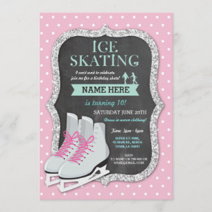 Ice Skating Birthday Party Pink Skate Invite
